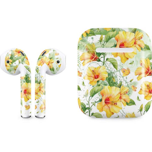 Yellow Hibiscus Apple AirPods Skin
