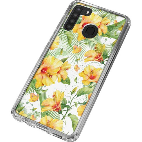 Yellow Hibiscus Galaxy A21 Clear Case