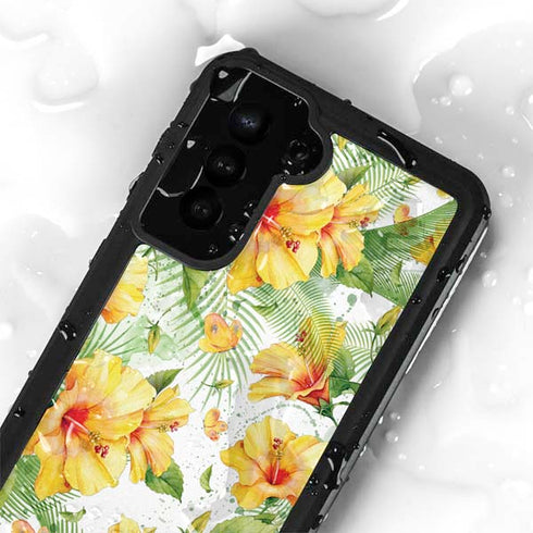 Yellow Hibiscus Galaxy S23 Waterproof Case