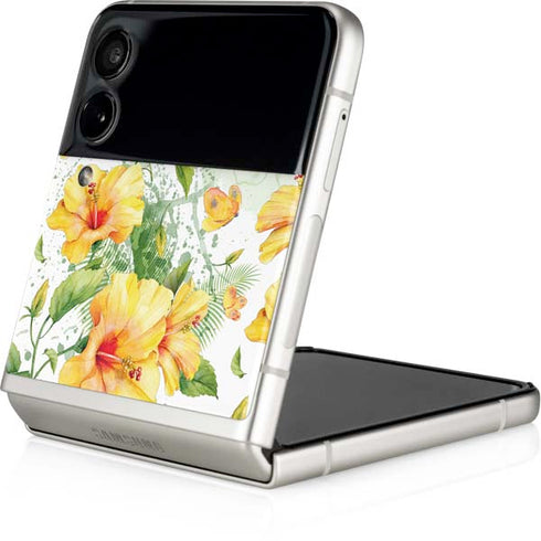 Yellow Hibiscus Galaxy Z Flip4 5G Skin