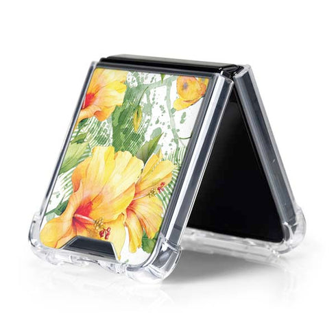 Yellow Hibiscus Galaxy Z Flip5 5G Clear Case