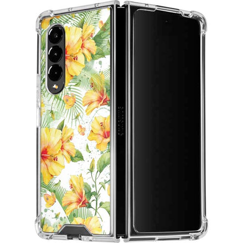 Yellow Hibiscus Galaxy Z Fold4 5G Clear Case