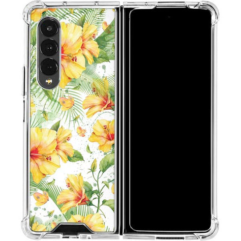 Yellow Hibiscus Galaxy Z Fold4 5G Clear Case