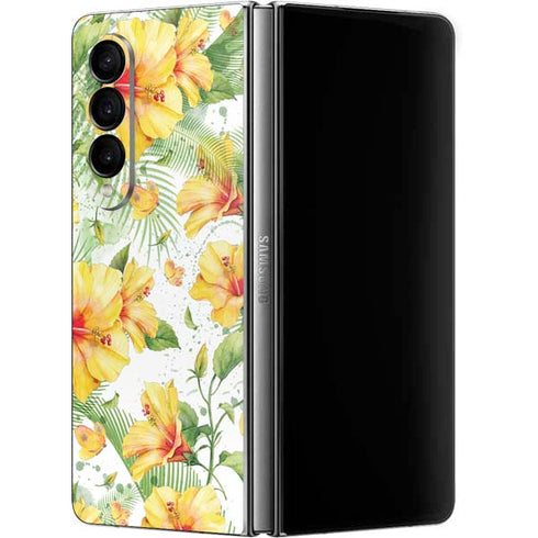 Yellow Hibiscus Galaxy Z Fold4 5G Skin