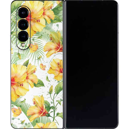 Yellow Hibiscus Galaxy Z Fold4 5G Skin
