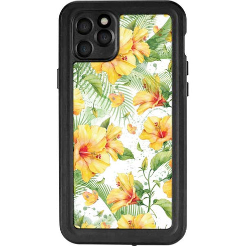 Yellow Hibiscus iPhone 11 Pro Max Waterproof Case