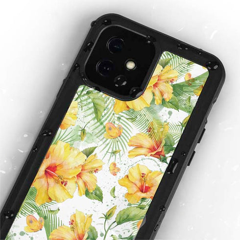 Yellow Hibiscus iPhone 12 Mini Waterproof Case