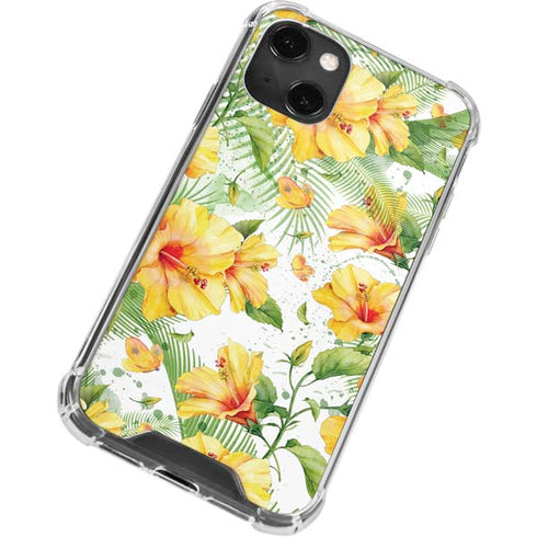 Yellow Hibiscus iPhone 13 Mini Clear Case
