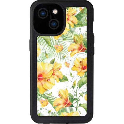 Yellow Hibiscus iPhone 13 Mini Waterproof Case