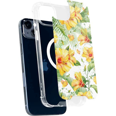 Yellow Hibiscus iPhone 15 Plus MagSafe Case