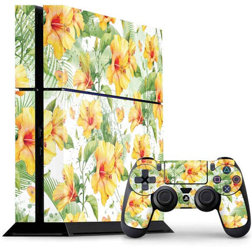 Yellow Hibiscus PS4 Console and Controller Bundle Skin