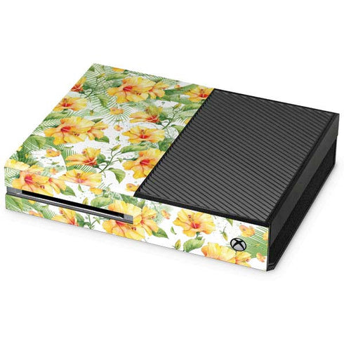 Yellow Hibiscus Xbox One Console Skin