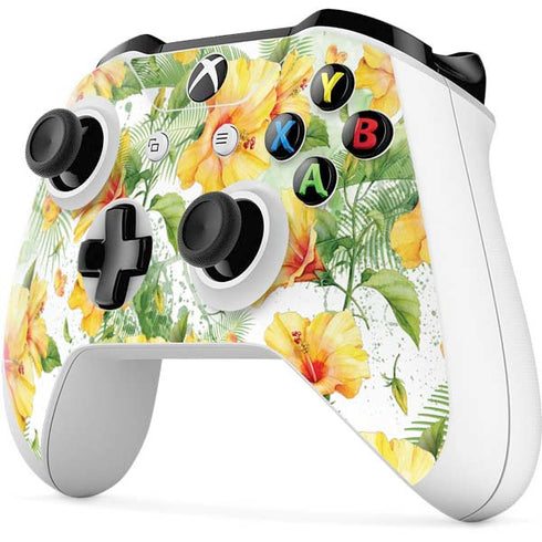 Yellow Hibiscus Xbox One S Controller Skin