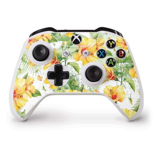 Yellow Hibiscus Xbox One S Controller Skin