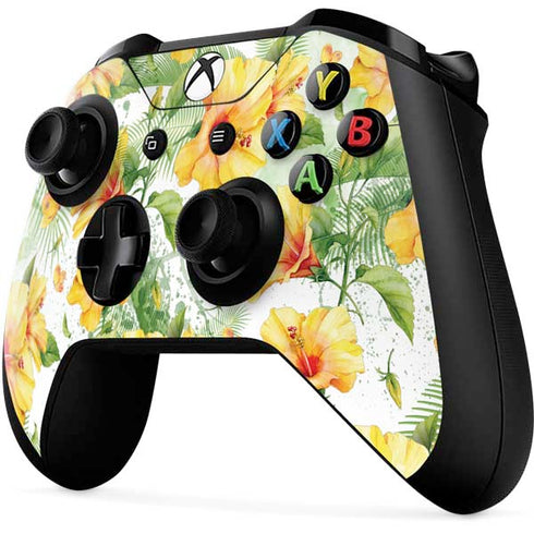 Yellow Hibiscus Xbox One X Controller Skin