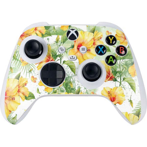 Yellow Hibiscus Xbox Series S Controller Skin