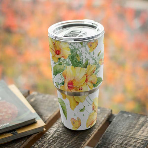 Yellow Hibiscus Yeti 30oz Rambler Tumbler Skin