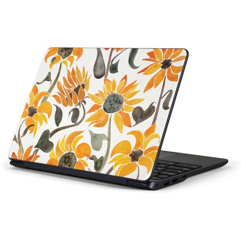 Cat Coq Yellow Sunflower Samsung Chromebook Skin