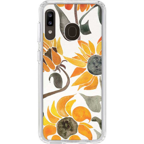 Cat Coq Yellow Sunflower Galaxy A20 Clear Case