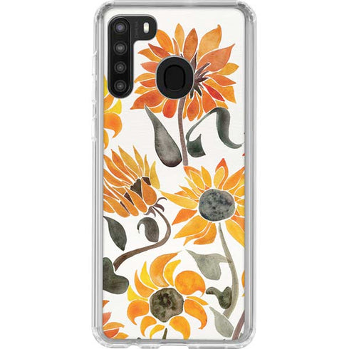 Cat Coq Yellow Sunflower Galaxy A21 Clear Case