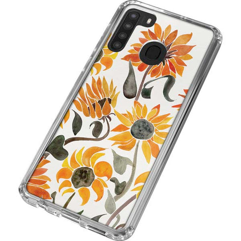 Cat Coq Yellow Sunflower Galaxy A21 Clear Case