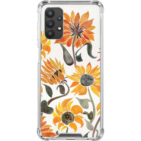 Cat Coq Yellow Sunflower Galaxy A32 5G Clear Case