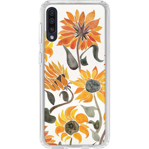 Cat Coq Yellow Sunflower Galaxy A50 Clear Case