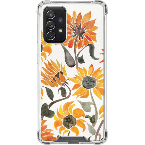 Cat Coq Yellow Sunflower Galaxy A72 5G Clear Case