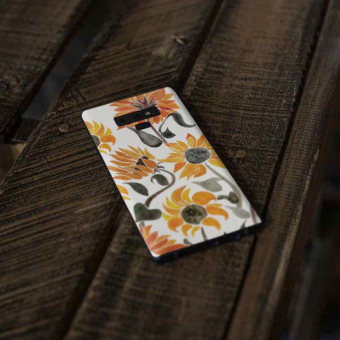Cat Coq Yellow Sunflower Galaxy Note 9 Skin