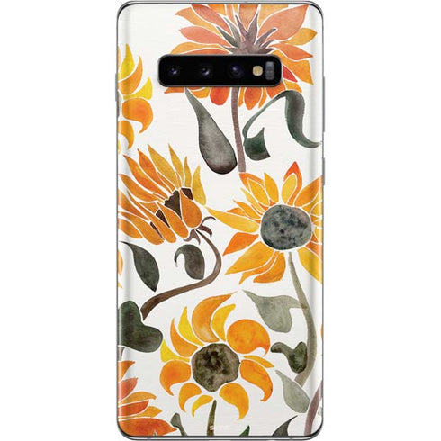 Cat Coq Yellow Sunflower Galaxy S10 Plus Skin