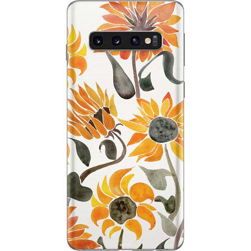 Cat Coq Yellow Sunflower Galaxy S10 Skin
