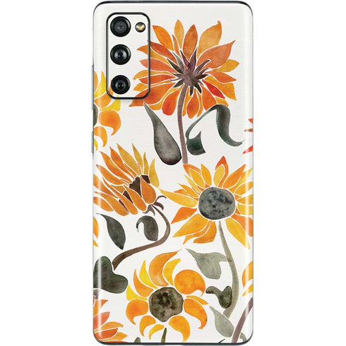 Cat Coq Yellow Sunflower Galaxy S20 Fan Edition Skin