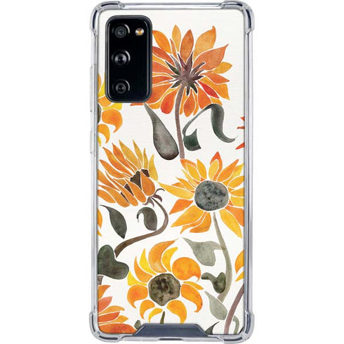 Cat Coq Yellow Sunflower Galaxy S20 FE Clear Case