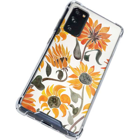 Cat Coq Yellow Sunflower Galaxy S20 FE Clear Case