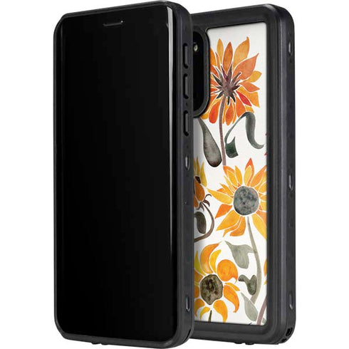 Cat Coq Yellow Sunflower Galaxy S20 Plus Waterproof Case
