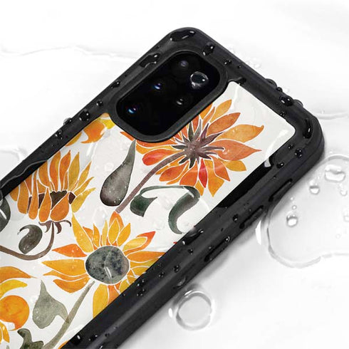 Cat Coq Yellow Sunflower Galaxy S20 Plus Waterproof Case