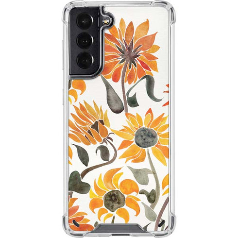 Cat Coq Yellow Sunflower Galaxy S21 5G Clear Case