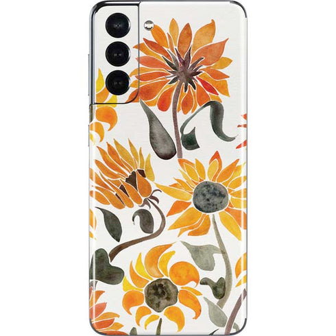 Cat Coq Yellow Sunflower Galaxy S21 5G Skin