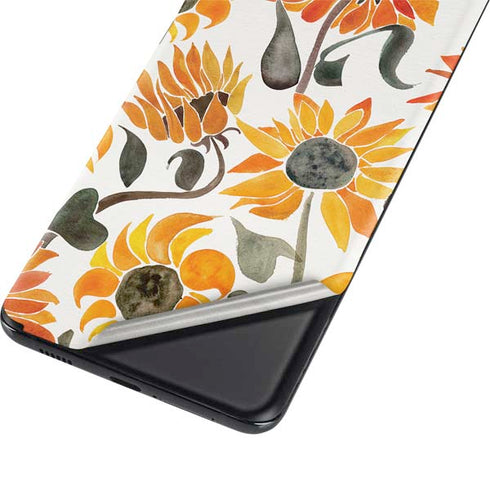 Cat Coq Yellow Sunflower Galaxy S21 5G Skin