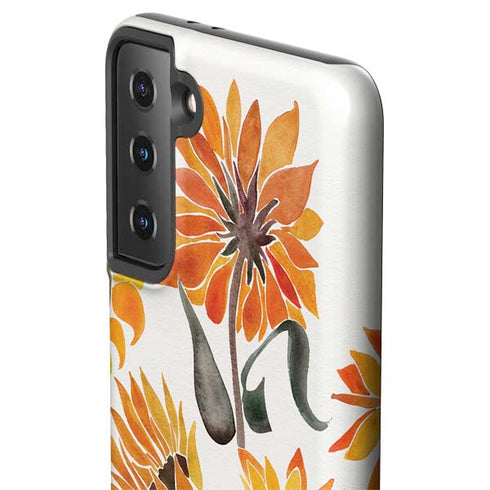 Cat Coq Yellow Sunflower Galaxy S21 FE Pro Case