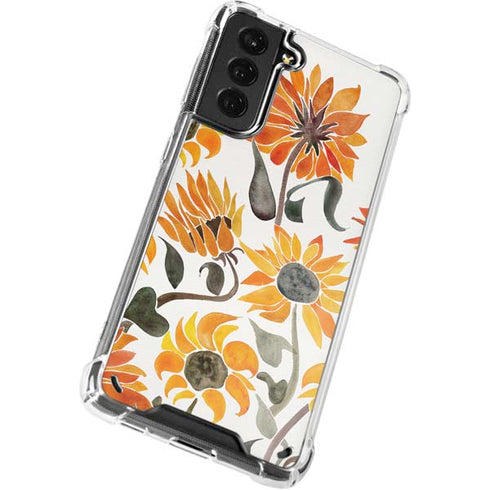 Cat Coq Yellow Sunflower Galaxy S21 Plus 5G Clear Case