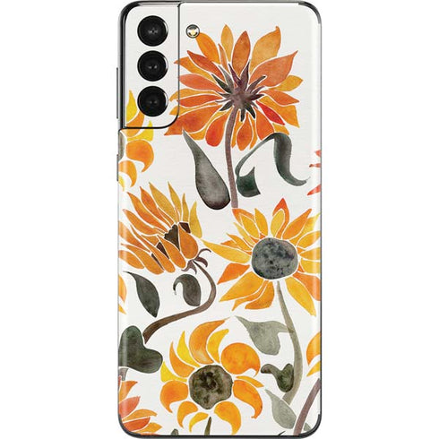 Cat Coq Yellow Sunflower Galaxy S21 Plus 5G Skin