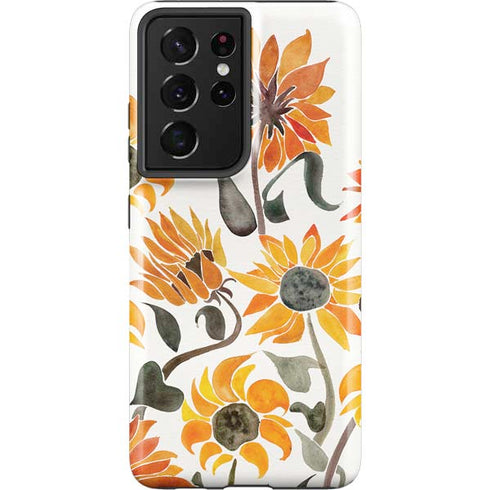 Cat Coq Yellow Sunflower Galaxy S21 Ultra 5G Pro Case