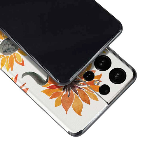 Cat Coq Yellow Sunflower Galaxy S21 Ultra 5G Skin