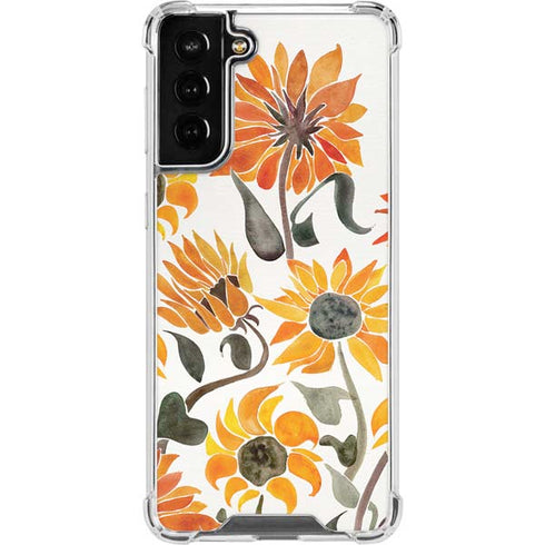 Cat Coq Yellow Sunflower Galaxy S22 Plus Clear Case