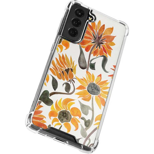 Cat Coq Yellow Sunflower Galaxy S22 Plus Clear Case