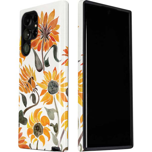 Cat Coq Yellow Sunflower Galaxy S22 Ultra Pro Case