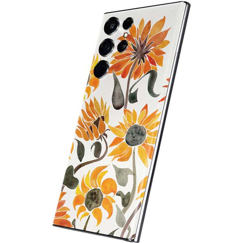 Cat Coq Yellow Sunflower Galaxy S22 Ultra Skin