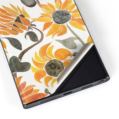 Cat Coq Yellow Sunflower Galaxy S22 Ultra Skin