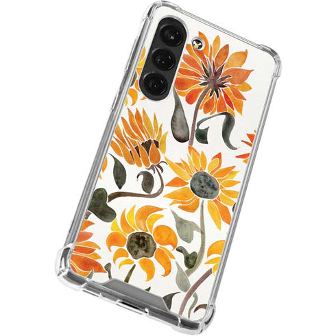Cat Coq Yellow Sunflower Galaxy S23 Clear Case